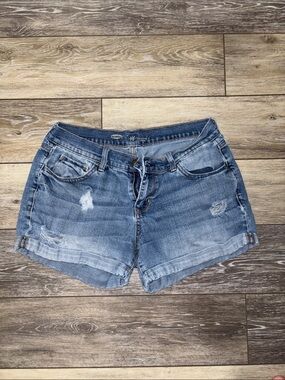 Old Navy Medium Blue Distressed Roll-Cuff Denim Shorts